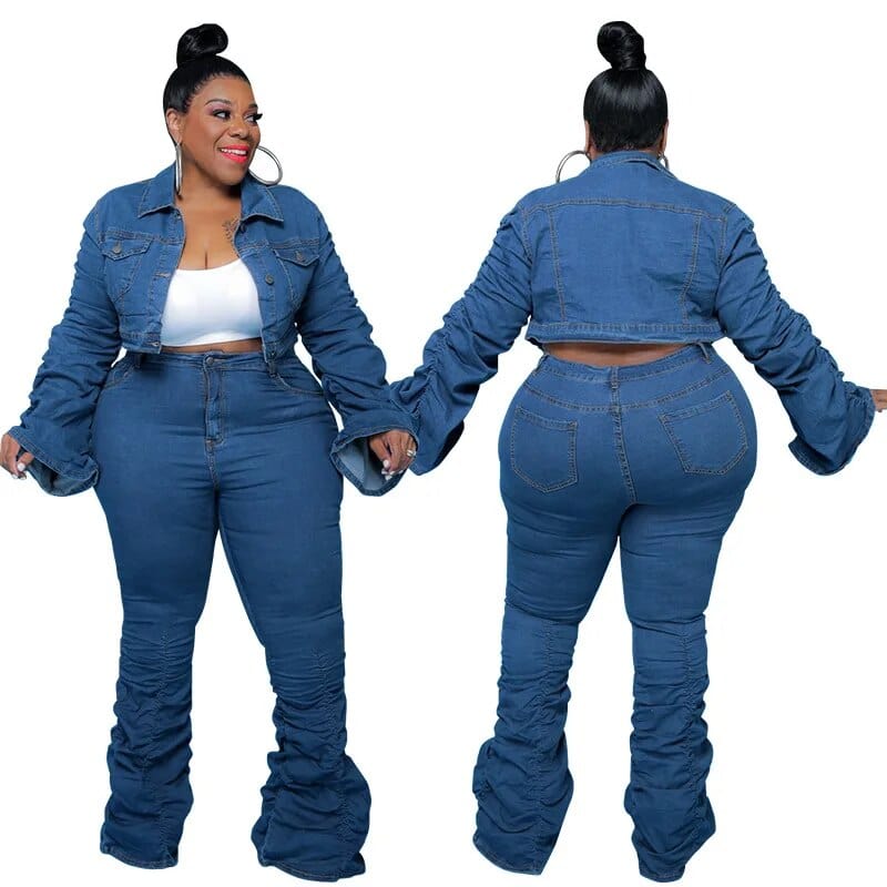 Teonclothingshop Denim Plus Size Sets Women 2 Piece Set