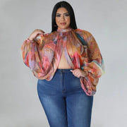 Teonclothingshop Discover Elegance with our Plus Size Gradient Print Chiffon shirt