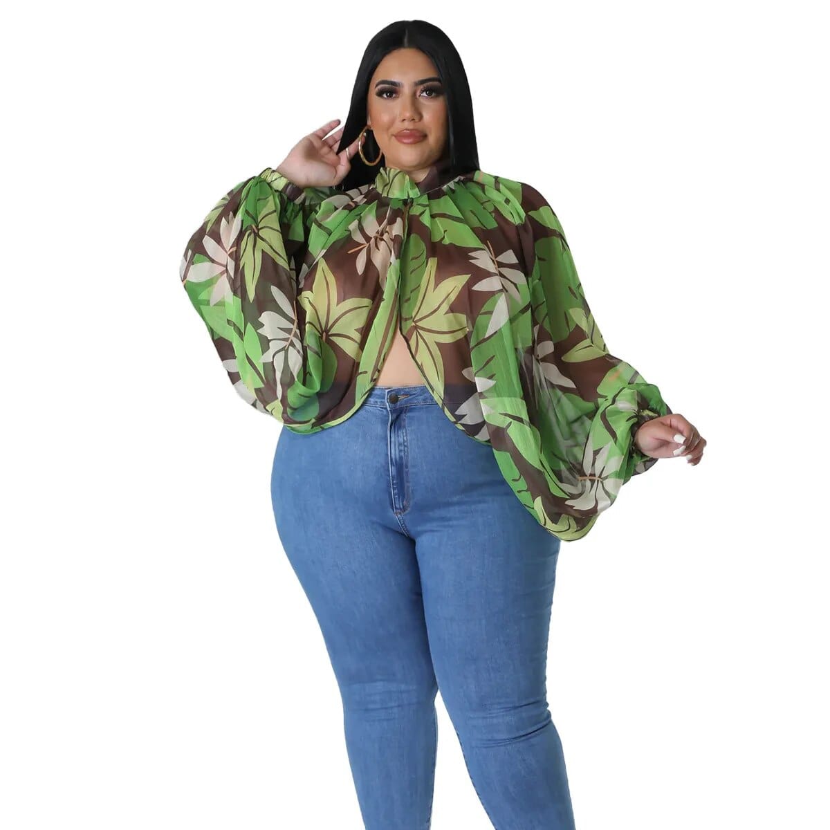 Teonclothingshop Discover Elegance with our Plus Size Gradient Print Chiffon shirt