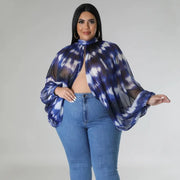 Teonclothingshop Discover Elegance with our Plus Size Gradient Print Chiffon shirt