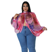 Teonclothingshop Discover Elegance with our Plus Size Gradient Print Chiffon shirt