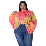 Teonclothingshop Discover Elegance with our Plus Size Gradient Print Chiffon shirt