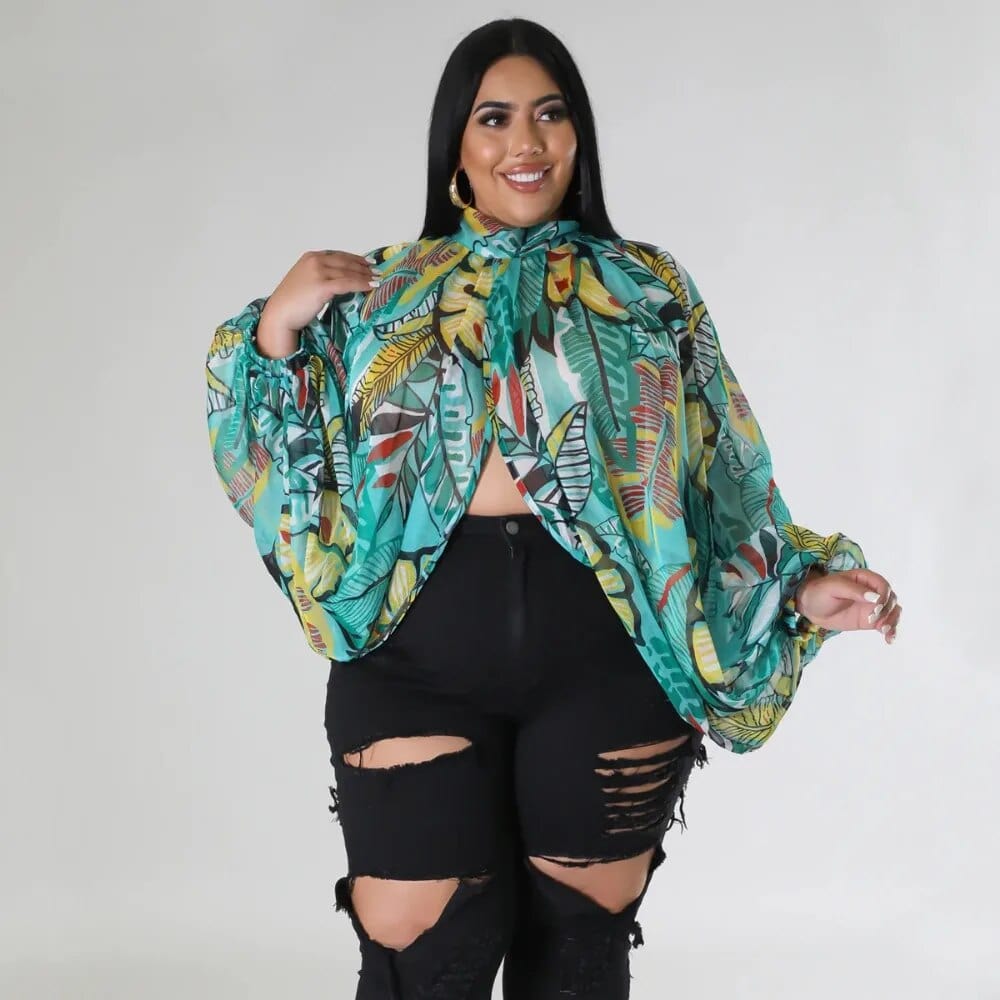 Teonclothingshop Discover Elegance with our Plus Size Gradient Print Chiffon shirt