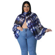 Teonclothingshop Blue / L Discover Elegance with our Plus Size Gradient Print Chiffon shirt