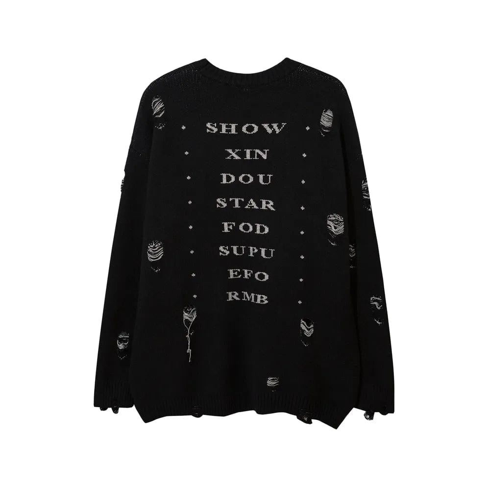 Teonclothingshop Distressed knitted gothic jumper