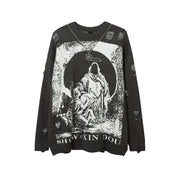 Teonclothingshop GRAY / M Distressed knitted gothic jumper