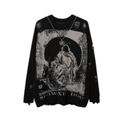 Teonclothingshop black / M Distressed knitted gothic jumper