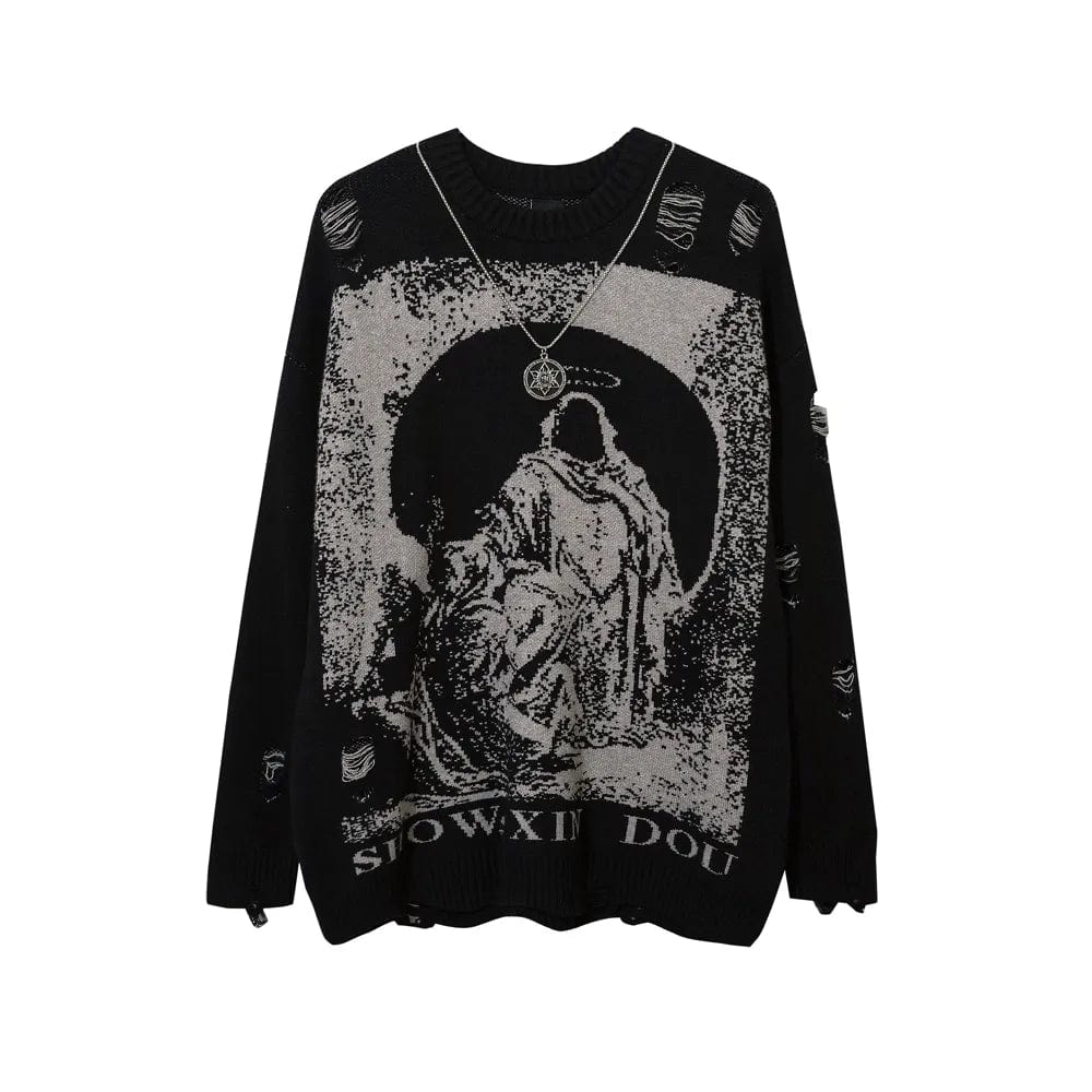 Teonclothingshop Distressed knitted gothic jumper