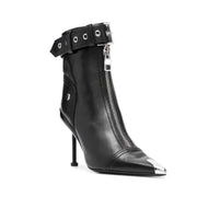 Teonclothingshop Edgy Elegance: Belt Buckle Front Zipper Short Boots