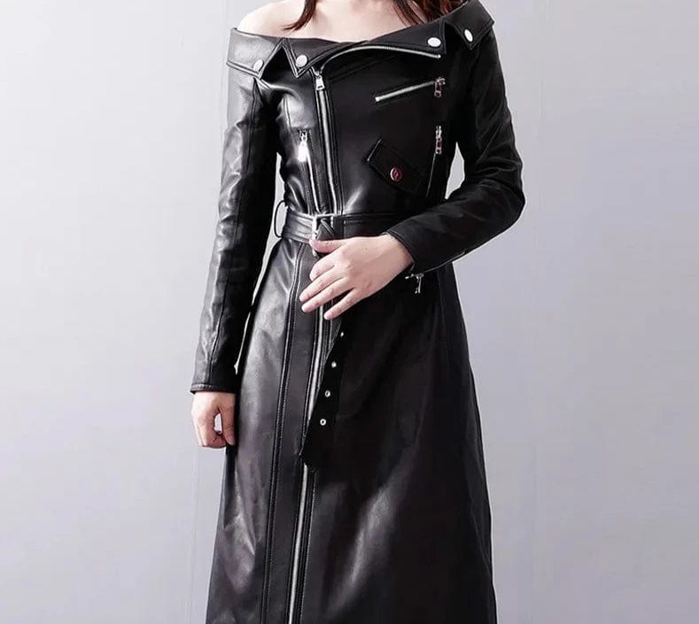 Teonclothingshop Elegant maxi dress made of PU leather