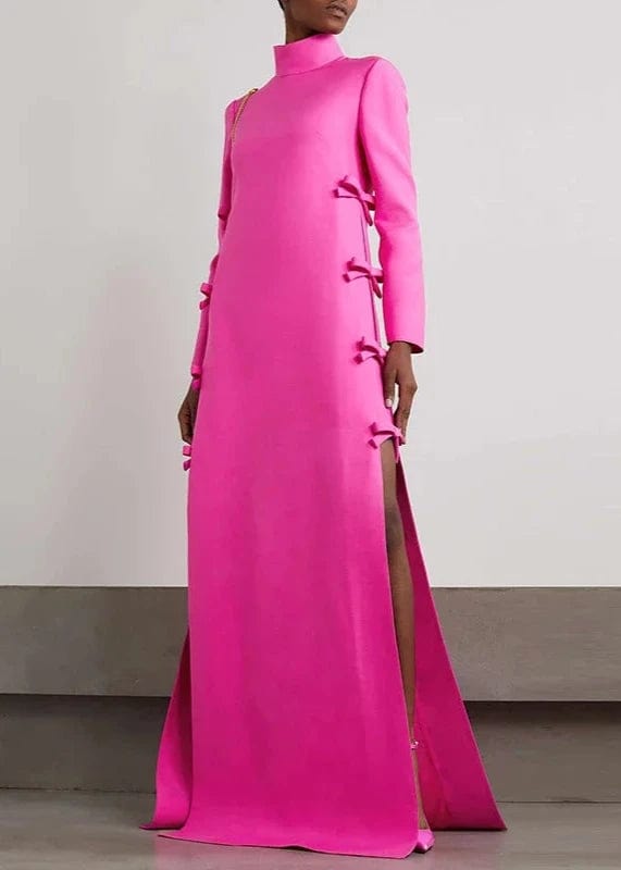 Teonclothingshop "Elegant Pink Vintage Maxi Dress: Perfect for Office & Parties"