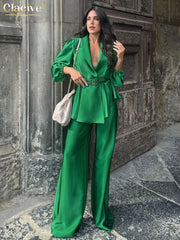 Teonclothingshop Elegant Satin Two-Piece Suit