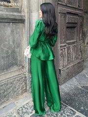 Teonclothingshop Elegant Satin Two-Piece Suit