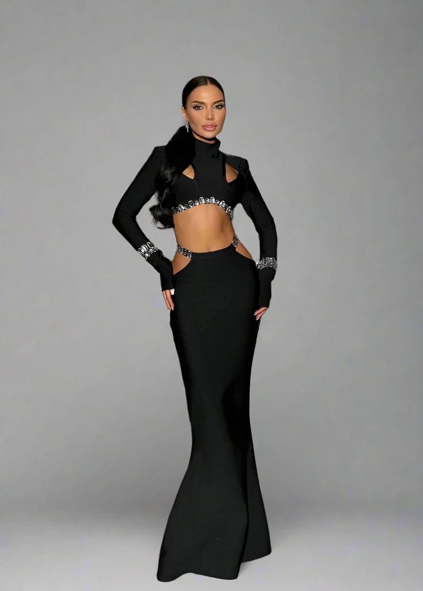 Teonclothingshop Elegant Style: Fishtail Bandage Maxi Skirt Set