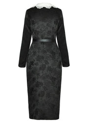 Teonclothingshop Elegant Vintage: Embroidered Lace Lapel Dress