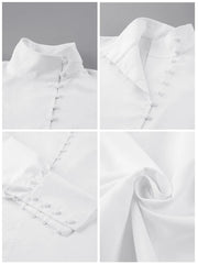 Teonclothingshop Elegant white women's blouse with a turtleneck