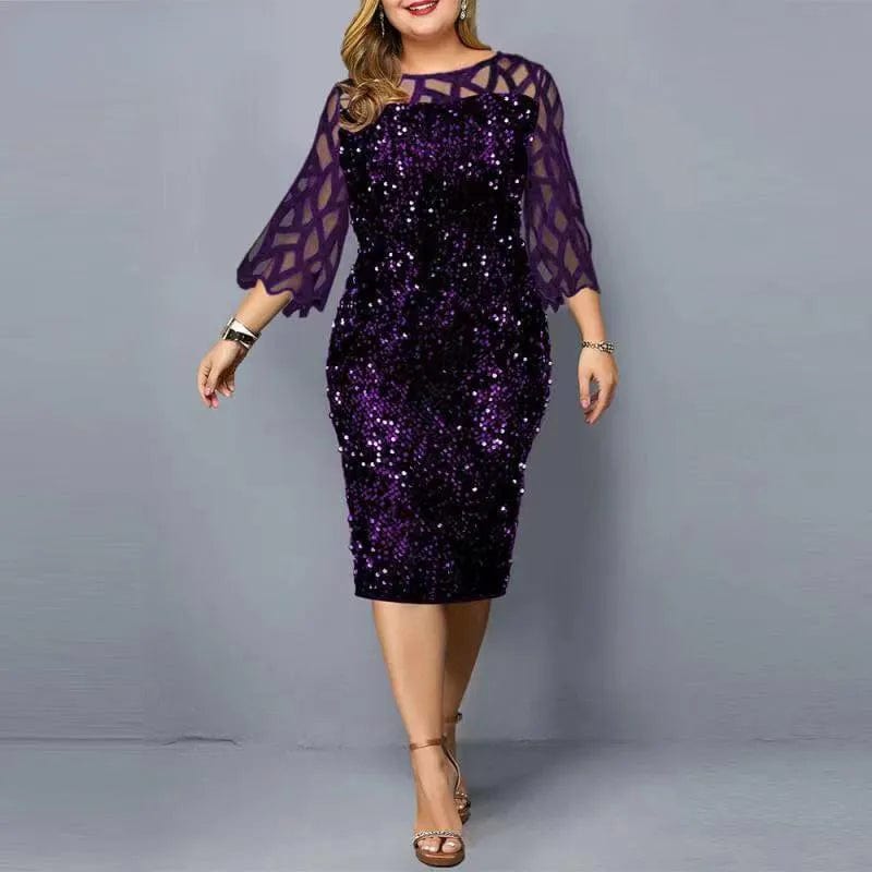 Teonclothingshop Elegant women's plus size dress with sequins