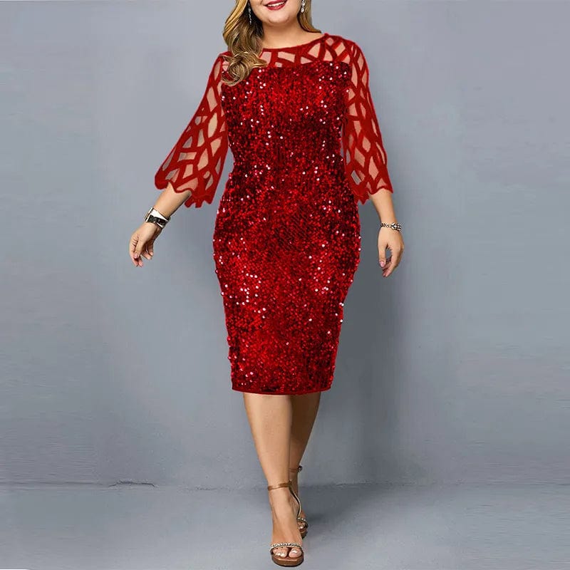 Teonclothingshop Elegant women's plus size dress with sequins