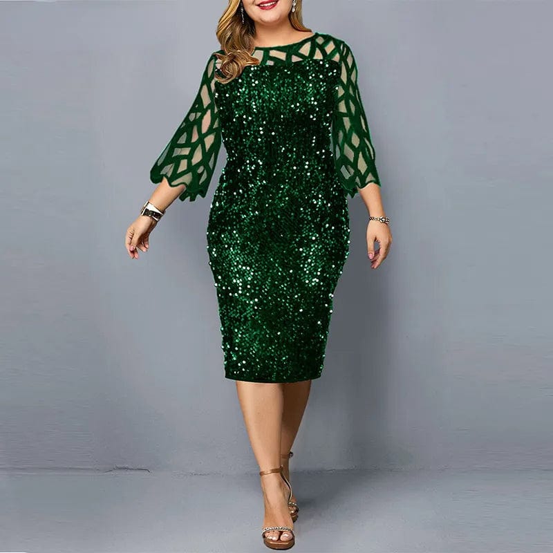 Teonclothingshop Elegant women's plus size dress with sequins