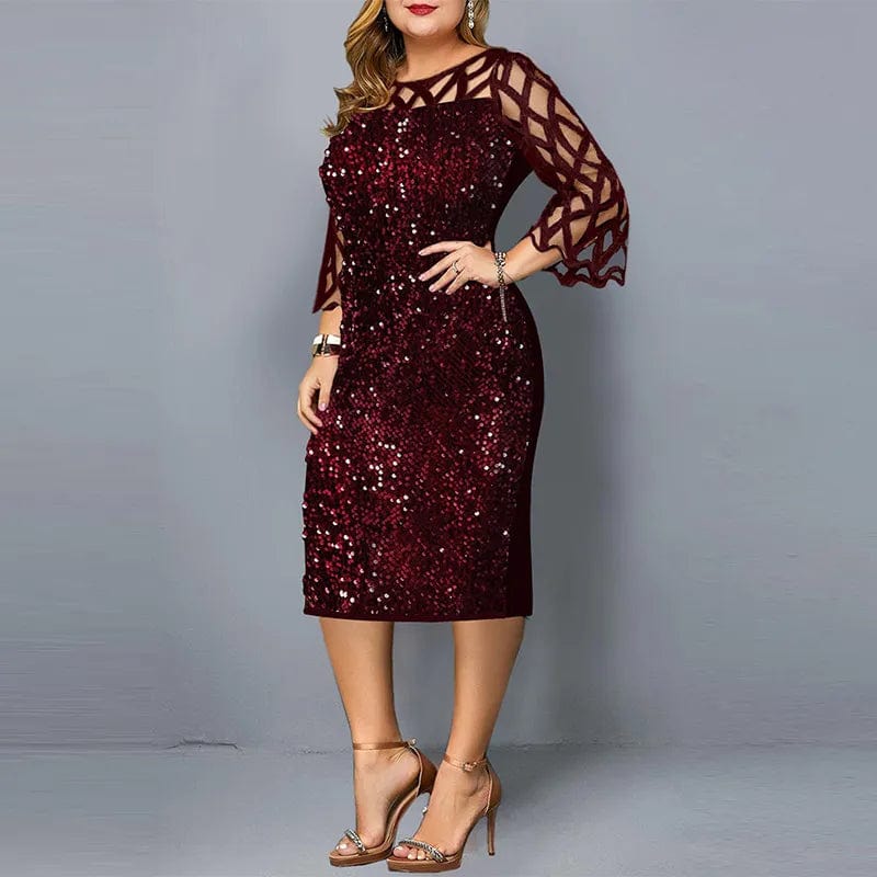 Teonclothingshop Elegant women's plus size dress with sequins