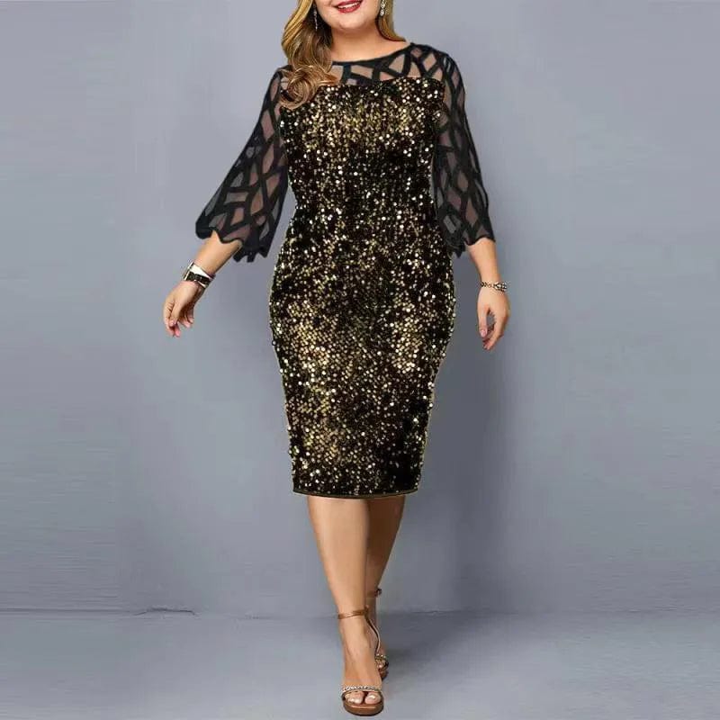 Teonclothingshop Elegant women's plus size dress with sequins