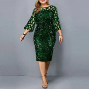 Teonclothingshop green / L Elegant women's plus size dress with sequins