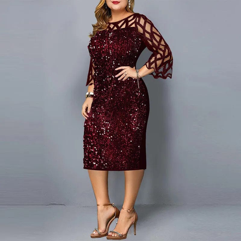 Teonclothingshop Elegant women's plus size dress with sequins