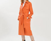 Teonclothingshop Elegant women's raincoat made of genuine leather