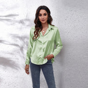 Teonclothingshop Elegant women's wide satin blouse