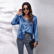 Teonclothingshop Elegant women's wide satin blouse