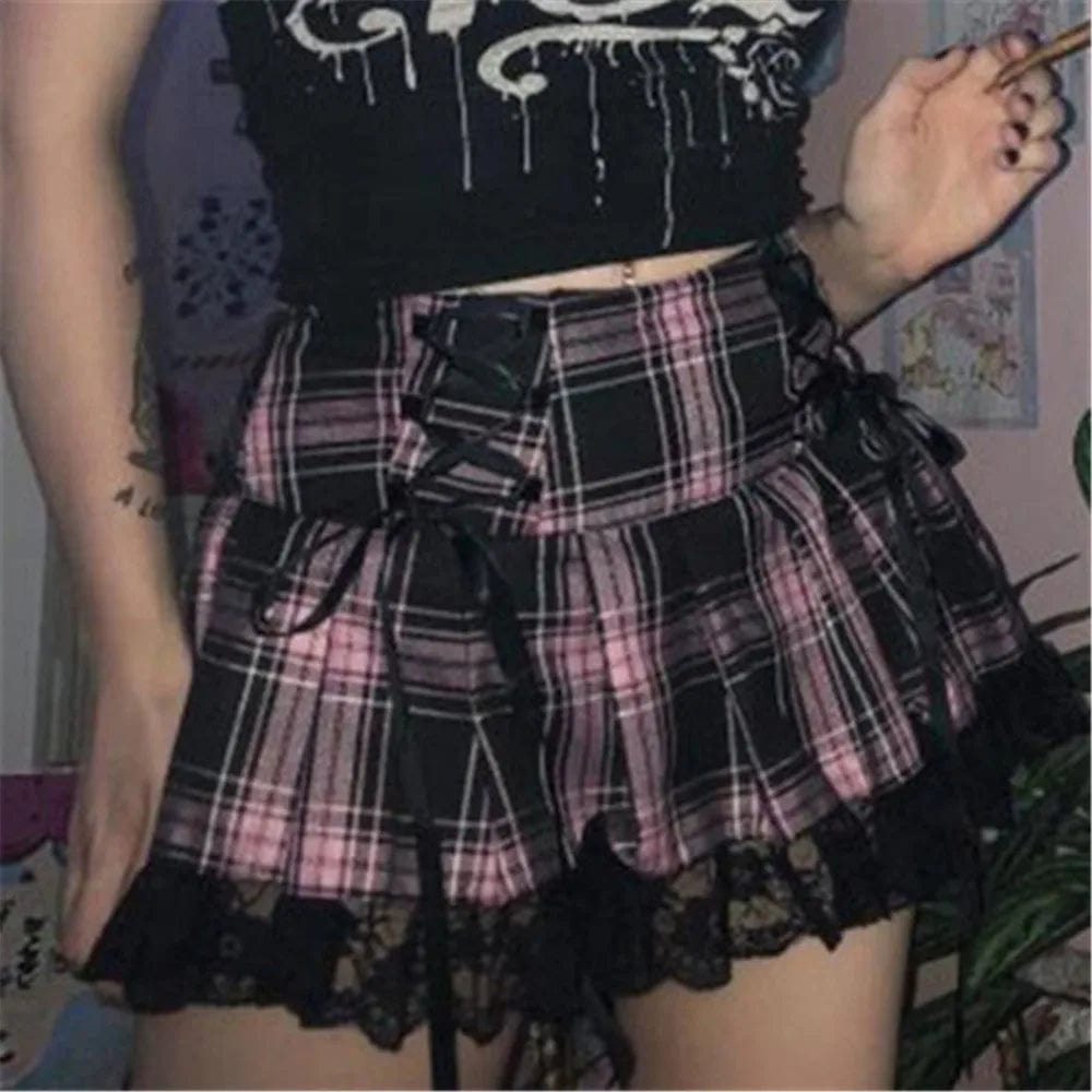 Teonclothingshop Embrace Edgy Style: Gothic Grunge Mini Skirt for Summer