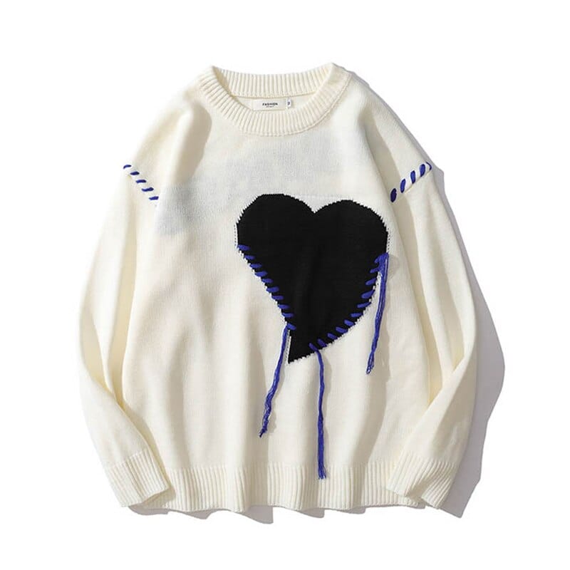 Teonclothingshop Embrace retro style with a pretty love pattern knit sweater