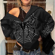 Teonclothingshop Emo Women's Street Hoodie Spider's Web