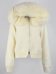 Teonclothingshop Fashion autumn winter casual fashion short knitted jacket with fur hood