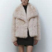 Teonclothingshop model color beige / S Fashion fur jacket, women's coat
