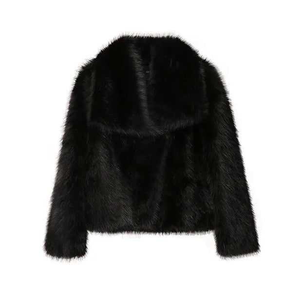 Teonclothingshop black fur coat / S Fashion fur jacket, women's coat
