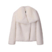 Teonclothingshop white fur coat / S Fashion fur jacket, women's coat