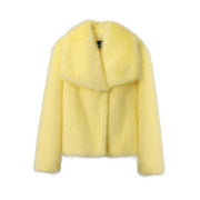 Teonclothingshop yellow fur coat / S Fashion fur jacket, women's coat