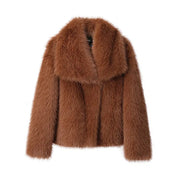 Teonclothingshop brown fur coat / S Fashion fur jacket, women's coat