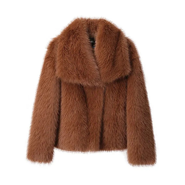 Teonclothingshop brown fur coat / S Fashion fur jacket, women's coat
