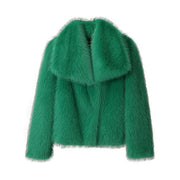 Teonclothingshop green fur coat / S Fashion fur jacket, women's coat