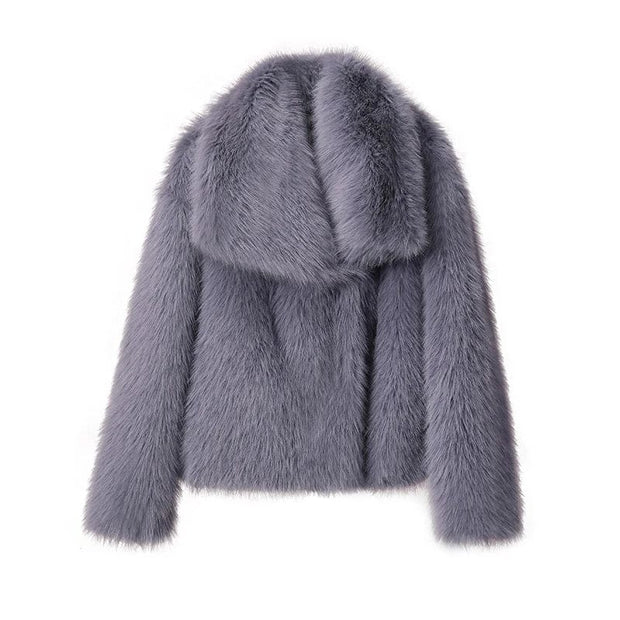 Teonclothingshop blue fur coat / S Fashion fur jacket, women's coat