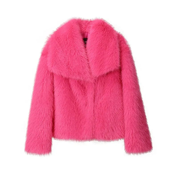 Teonclothingshop rose fur coat / S Fashion fur jacket, women's coat