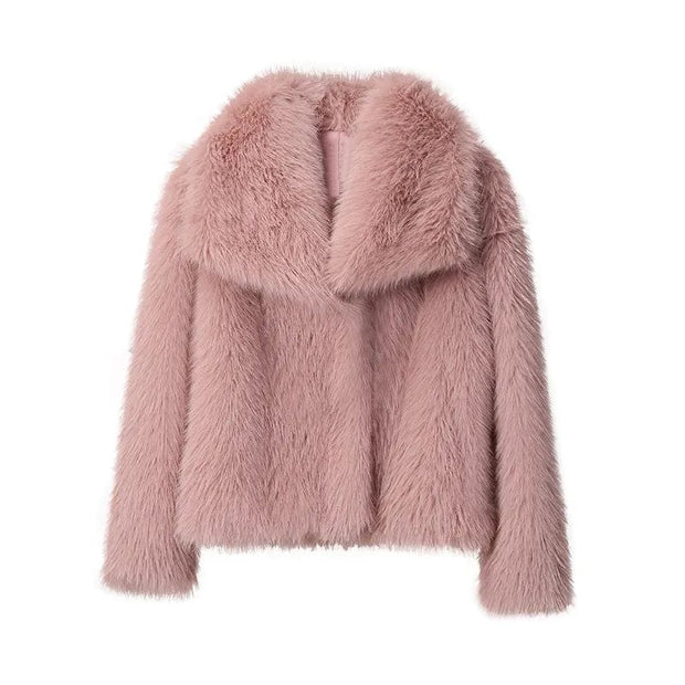 Teonclothingshop pink fur coat / S Fashion fur jacket, women's coat
