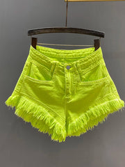 Teonclothingshop Fashion Green A-line Casual Denim Shorts