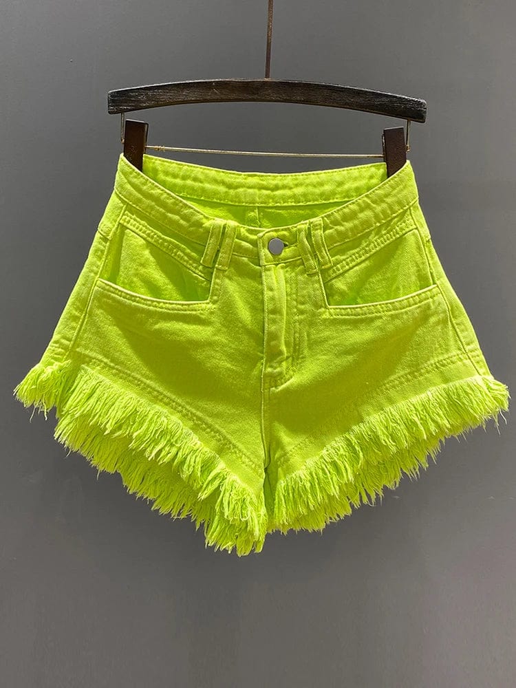 Teonclothingshop Fashion Green A-line Casual Denim Shorts