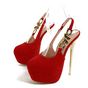 Teonclothingshop Red / 35 Fashion metal shoes with butterfly chains high heels