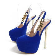 Teonclothingshop Blue / 35 Fashion metal shoes with butterfly chains high heels