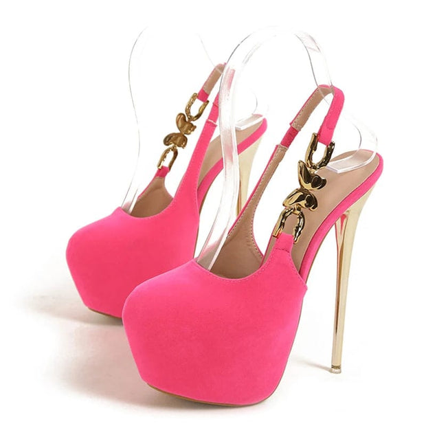 Teonclothingshop Pink / 35 Fashion metal shoes with butterfly chains high heels