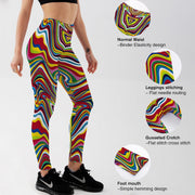 Teonclothingshop Fashion Women's Color Oil Painting Fitness Leggings High Waist Push Up Gym Leggings